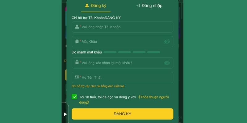 Đăng Ký HB88 Miễn Phí Với Quy Trình 3 Bước Vô Cùng Dễ Dàng 1 Bảng mẫu để điền nội dung đăng ký tại nền tảng cá cược