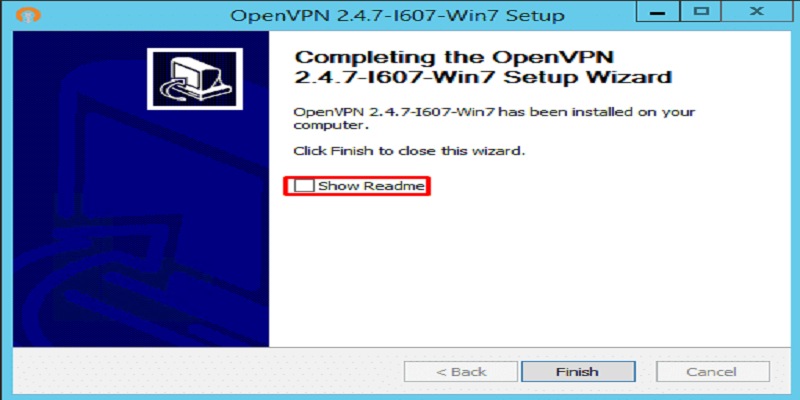Cách Cài Đặt OpenVPN Chơi Game Trên GO99 Khi Bị Chặn 9 Tick bỏ mục Show Readme và nhấn Finish
